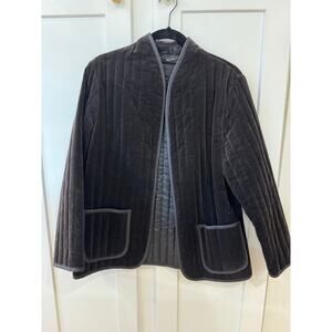 Vintage Black Quilted Velour Blazer Minimalist Size M Y2K 90's Style